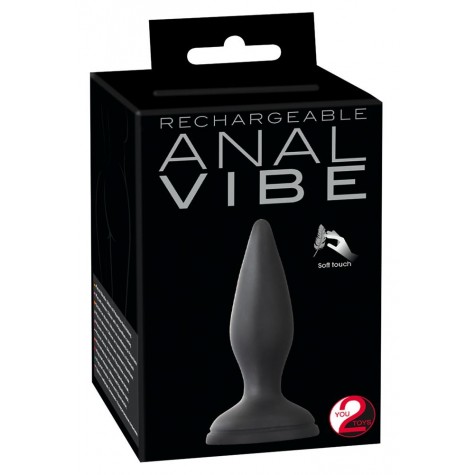 Чёрная вибропробка Vibro-Butt Plug with a Suction Cup - 13,6 см.